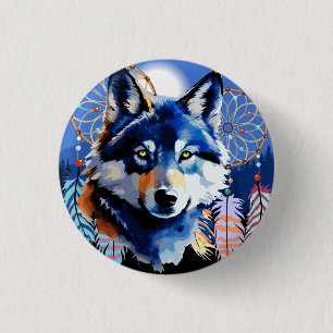 Wolf Native Animal Spirit  3 Cm Round Badge
