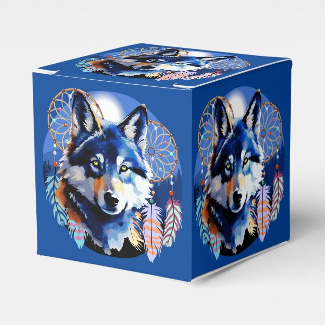 Wolf Native Animal Spirit  Favour Box (Front Side)