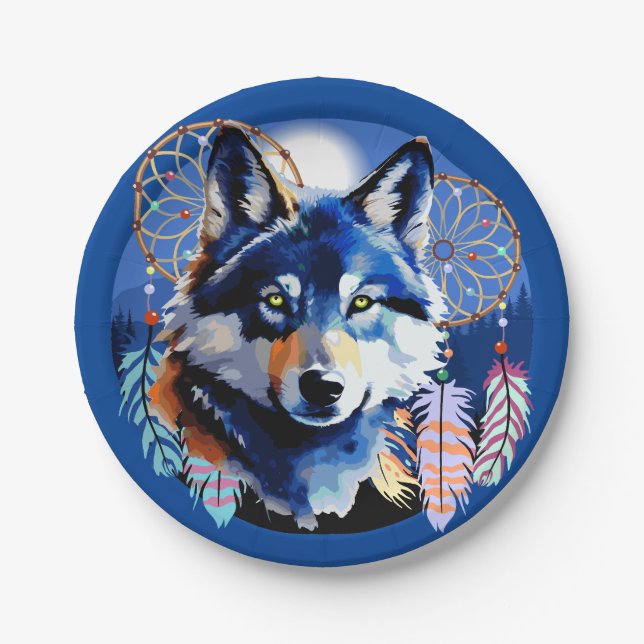 Wolf Native Animal Spirit  Paper Plate (Front)