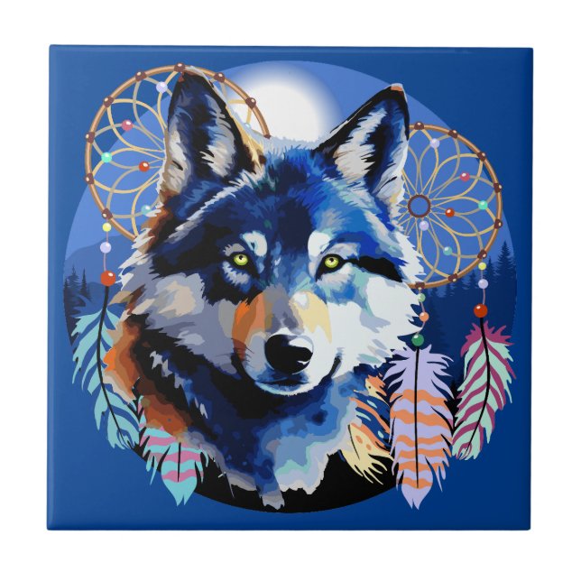 Wolf Native Animal Spirit   Tile (Front)