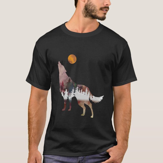 Wolf Nature Forest Outdoor Hiking Camping Hunting T-Shirt (Front)