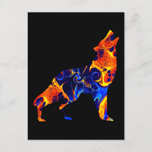 WOLF NEON ABSTRACT PAINT POSTCARD