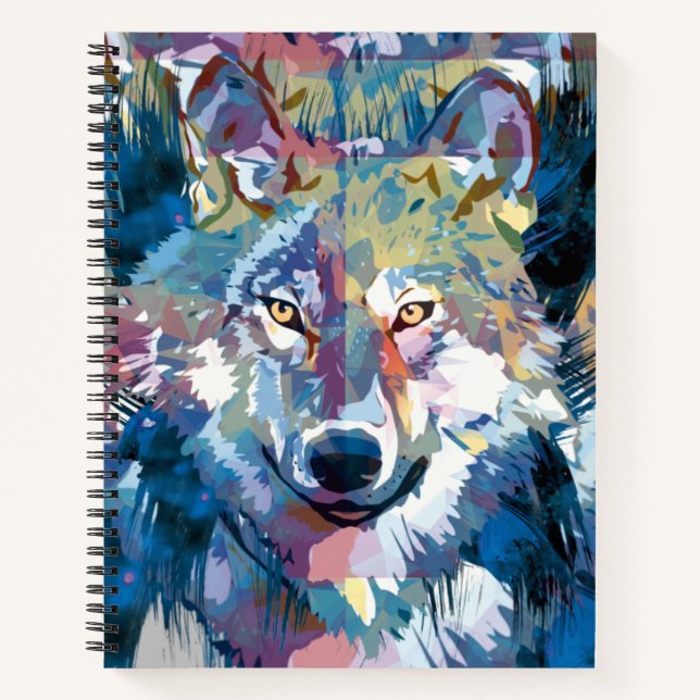 Wolf Notebook - Blue Wolf Writing Pad (Front)