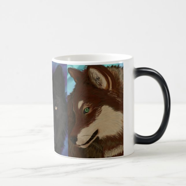 Wolf of many colours magic mug (Right)