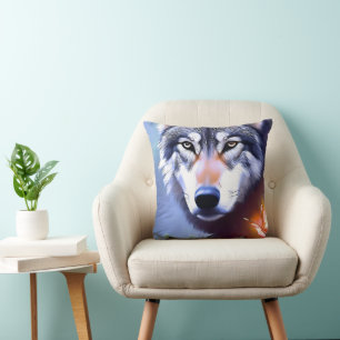 Wolf Oil Paint The Essence Of Beauty,  Cushion