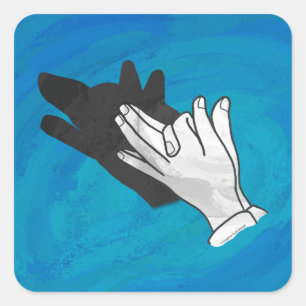 Wolf On Blue Square Sticker