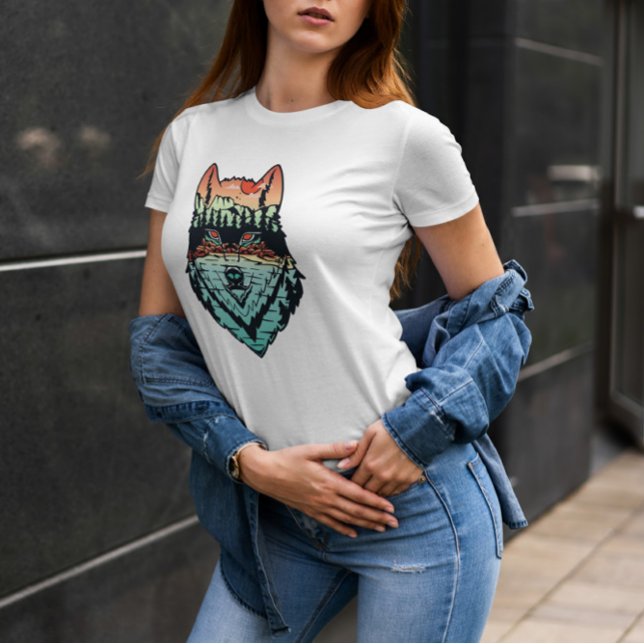 Wolf On Forest Background   T-Shirt (Creator Uploaded)