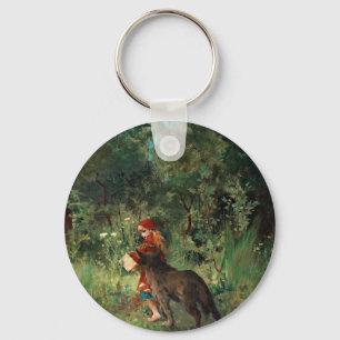 Wolf on Path with Red Key Ring