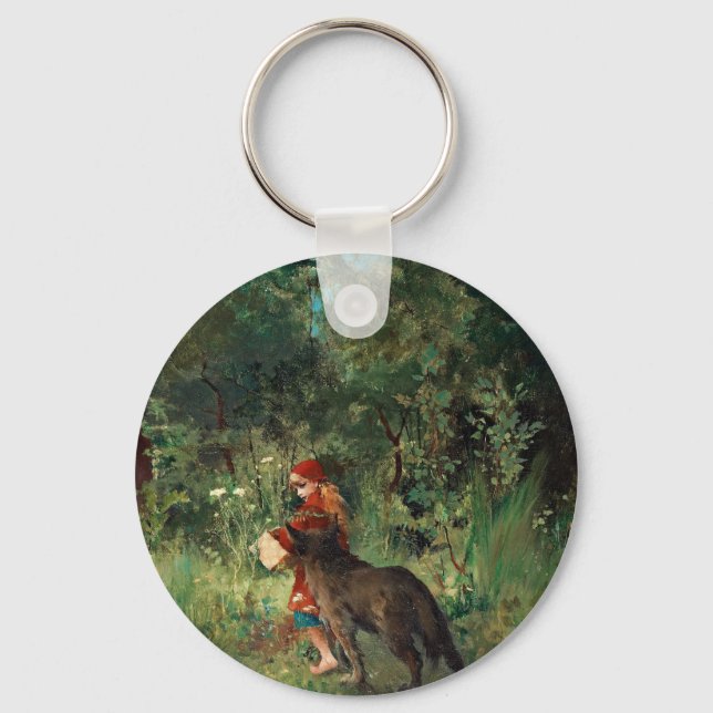 Wolf on Path with Red Key Ring (Front)