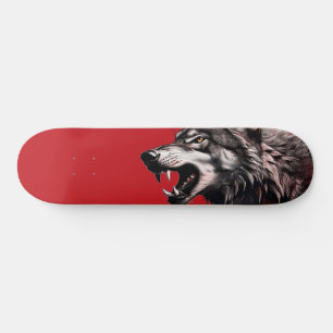 Wolf on Red Skateboard