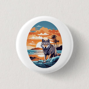 Wolf on the Beach 3 Cm Round Badge