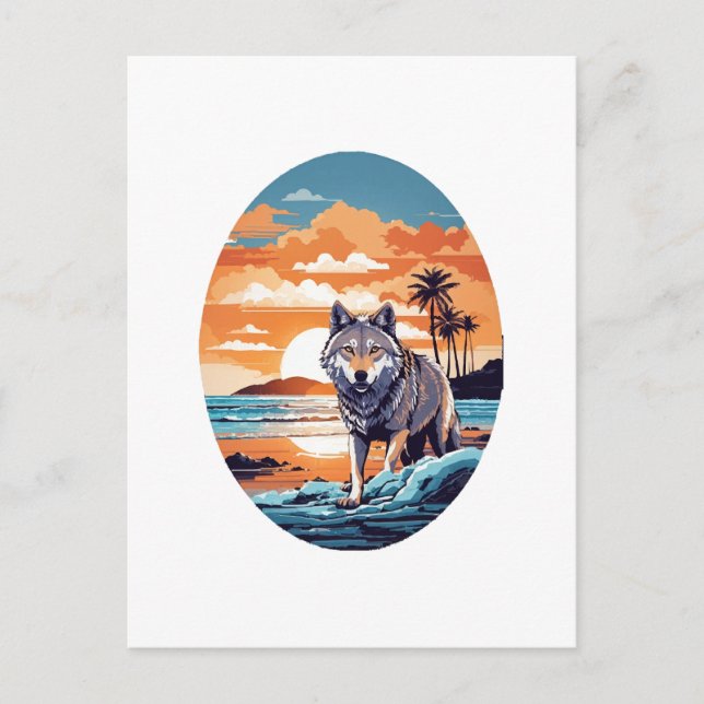 Wolf on the Beach Postcard (Front)
