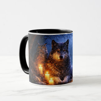 Wolf Owl Raven Mystical Coffee Cup