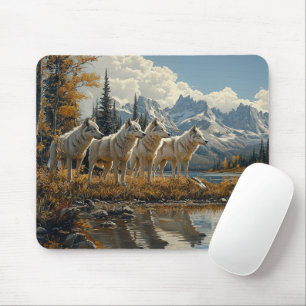 Wolf Pack by the Lake Mouse Mat
