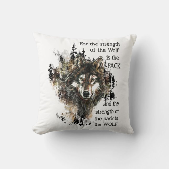 Wolf & Pack Family Inspirational Quote Cushion (Front)