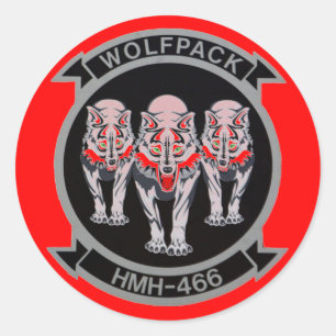 WOLF PACK  HMH-466 CLASSIC ROUND STICKER