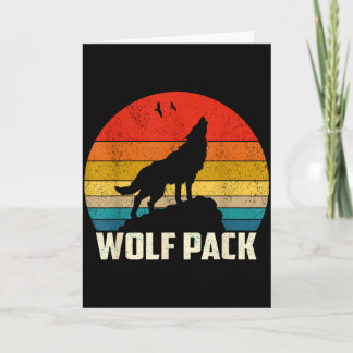 Wolf pack howling wolves lovers vintage sunset mem card