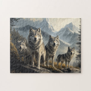 Wolf Pack in Mountain Landscape Jigsaw Puzzle