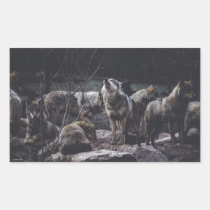 Wolf Pack Rectangular Sticker