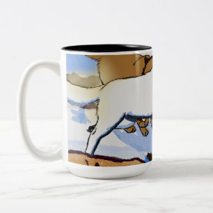 Wolf Pack running in the beautiful snow Two-Tone Coffee Mug