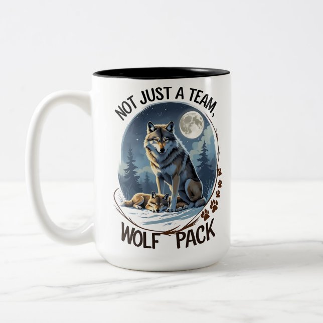 Wolf Pack – United by Nature Two-Tone Coffee Mug (Left)