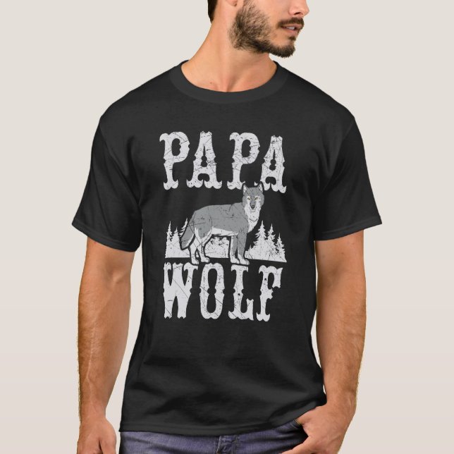 Wolf Pack Werewolf Wolfgang Wildlife Animal Papa W T-Shirt (Front)