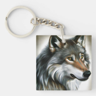 Wolf Painting Key Ring