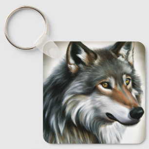Wolf Painting Key Ring