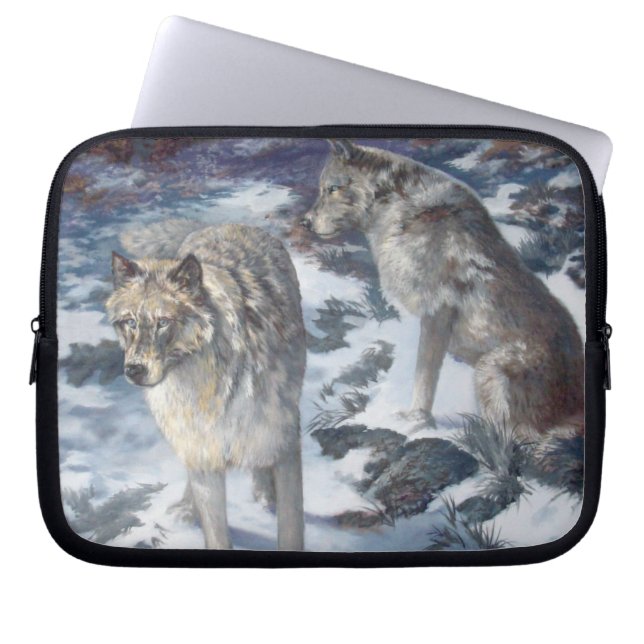 Wolf Pair 10" Neoprene Laptop Cover (Front)