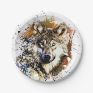 Wolf paper plate