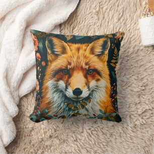 Wolf Pattern Vintage Forest Floral Garden Cushion