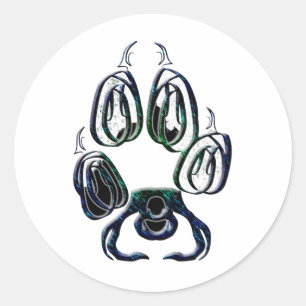 Wolf Paw Print Classic Round Sticker