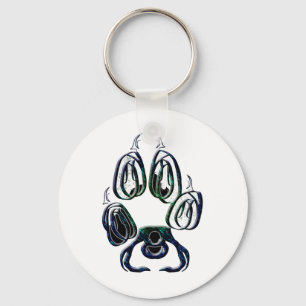 Wolf Paw Print Key Ring