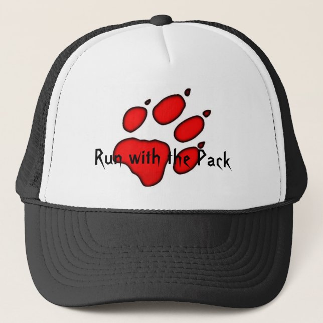 wolf paw, Run with the Pack Trucker Hat (Front)