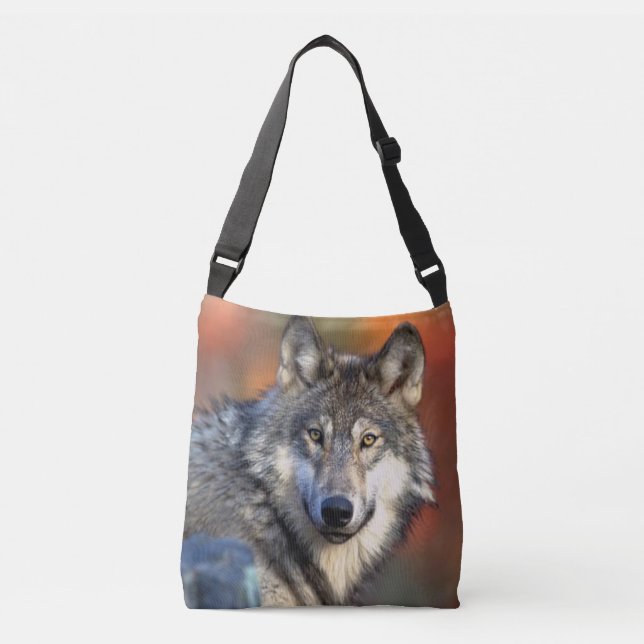 Wolf Photograph Crossbody Bag (Front)