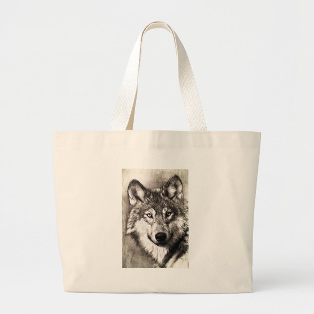 Wolf Photographic Art Spirit Guide Animal Love  Large Tote Bag (Front)