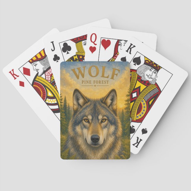 Wolf Pine Forest Wildlife Playing Cards (Back)
