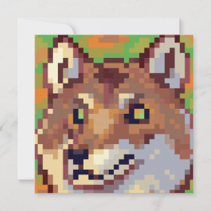 Wolf Pixel art Holiday Card
