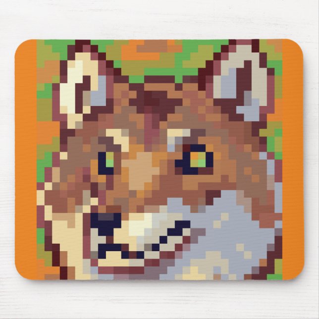 Wolf Pixel art Mouse Mat (Front)