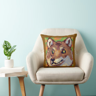 Wolf, Pixel Art, pixelart Cushion