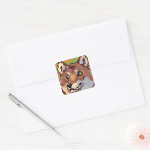 Wolf Pixel art Square Sticker
