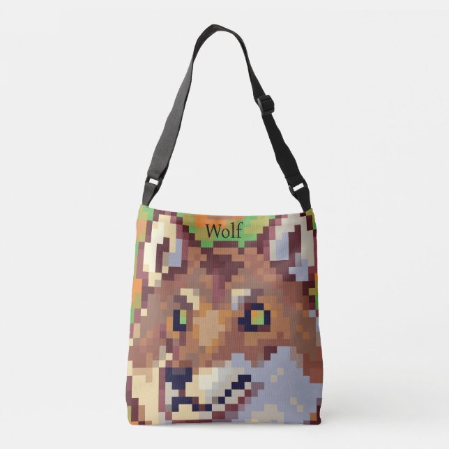Wolf Pixels Crossbody Bag (Back)