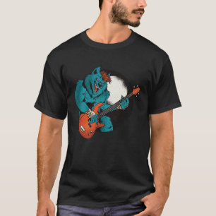 Wolf Playing a Bass Guitar Heavy Metal Rock and ro T-Shirt