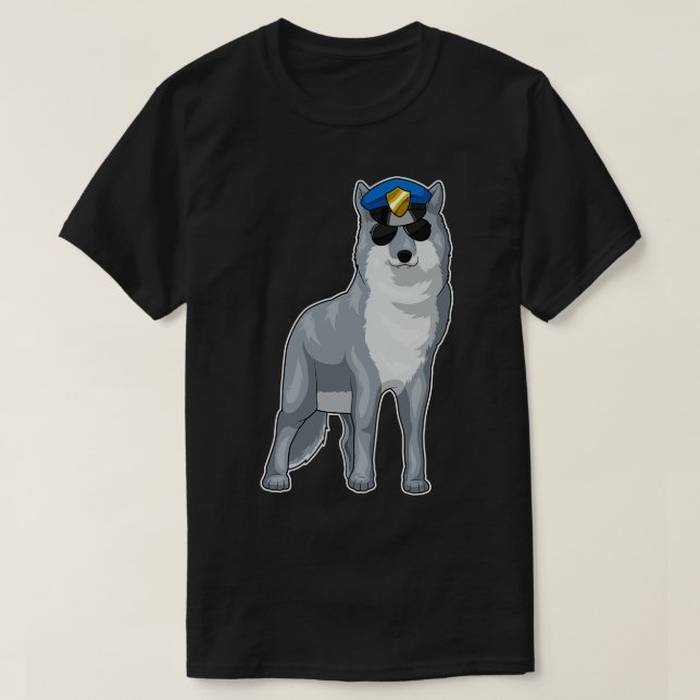 Wolf Police Cop Police hat T-Shirt (Design Front)