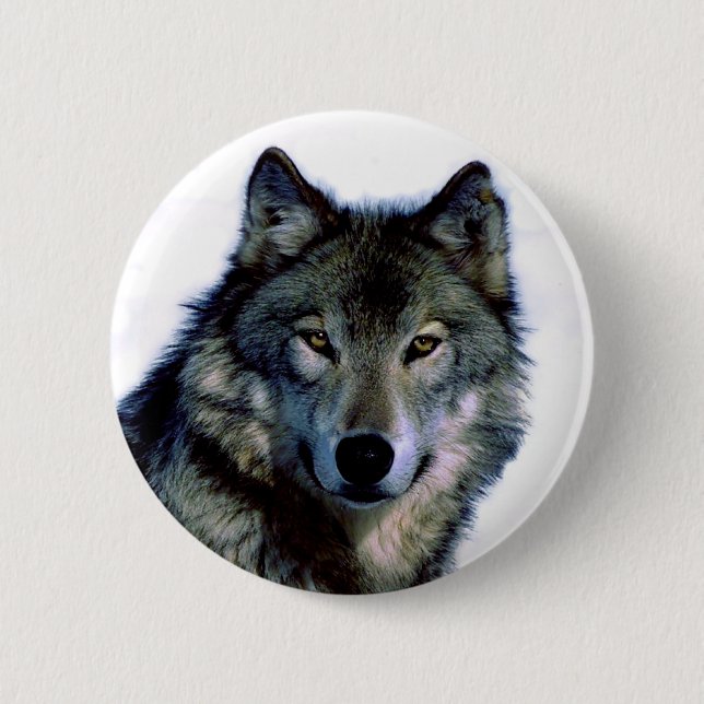 Wolf Portrait 6 Cm Round Badge (Front)