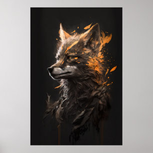 Wolf Portrait Animal Nature Wildlife Art Painting Poster