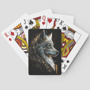 Wolf Portrait Animal Nature Wildlife Dark Painting Playing Cards