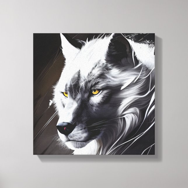 Wolf Portrait Animal Painting Wildlife Adventure Canvas Print (Front)