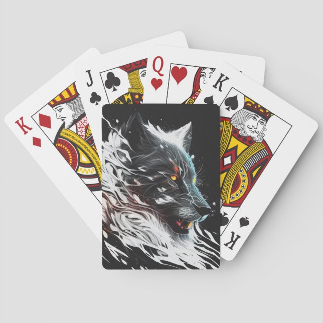 Wolf Portrait Animal Painting Wildlife Adventure Playing Cards (Back)