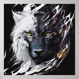 Wolf Portrait Animal Painting Wildlife Adventure Poster